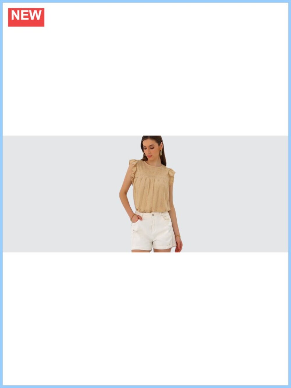 PRETTYGARDEN Lace Ruffle Cap Sleeve Tank Top Women Dressy Casual - Picture 6 of 6